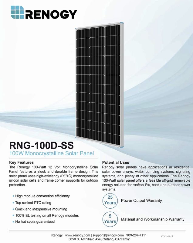 100W Rigid Solar Panel (2 pcs)