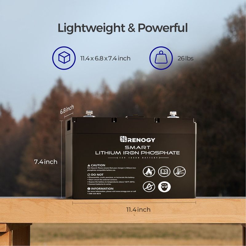 12V 100Ah Smart Lithium Iron Phosphate Battery with Self-heating Function