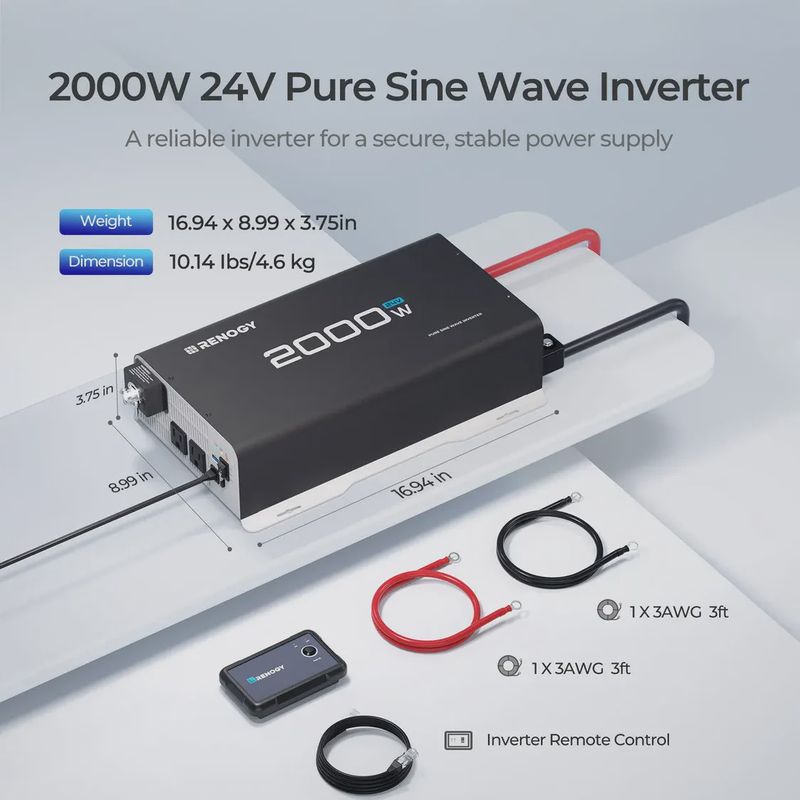 24V 2KW Pure Sine Wave Battery Inverter, 230VAC
