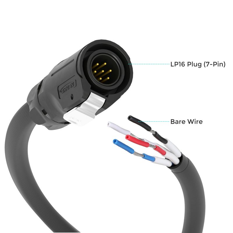 Renogy LP16 Plug (7-Pin) to Bare Wire 2Ft Communication Cable (60cm)