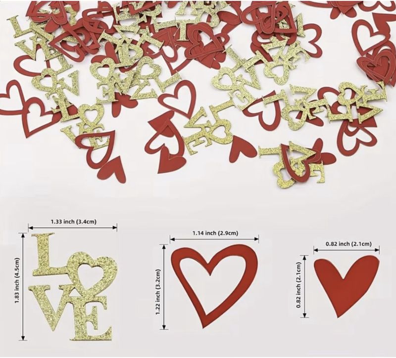 100 Pieces Valentine's/Love Table Confetti - Red & Gold