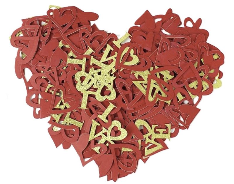 100 Pieces Valentine's/Love Table Confetti - Red & Gold