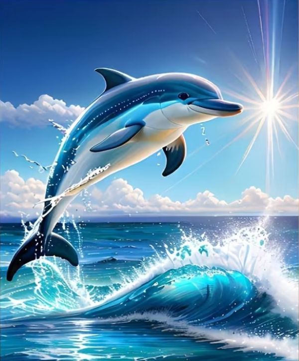 Paint By Numbers 50cmx40cm - Leaping Dolphin
