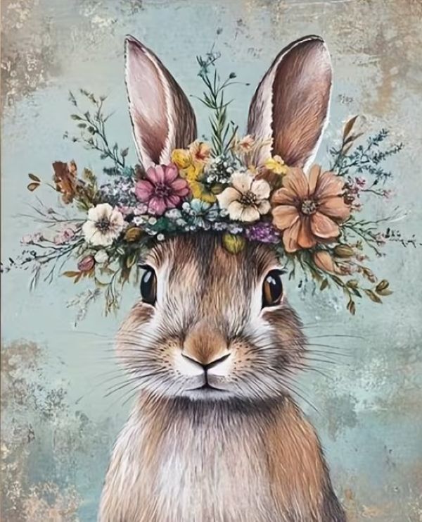 Paint By Numbers 50cmx40cm - Bunny With Flower Crown