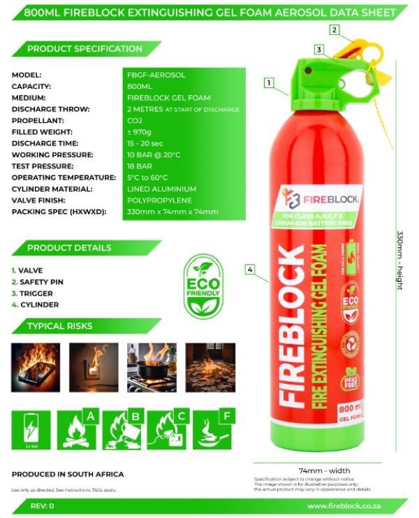 800ml Fireblock Extinguishing Gel Foam
