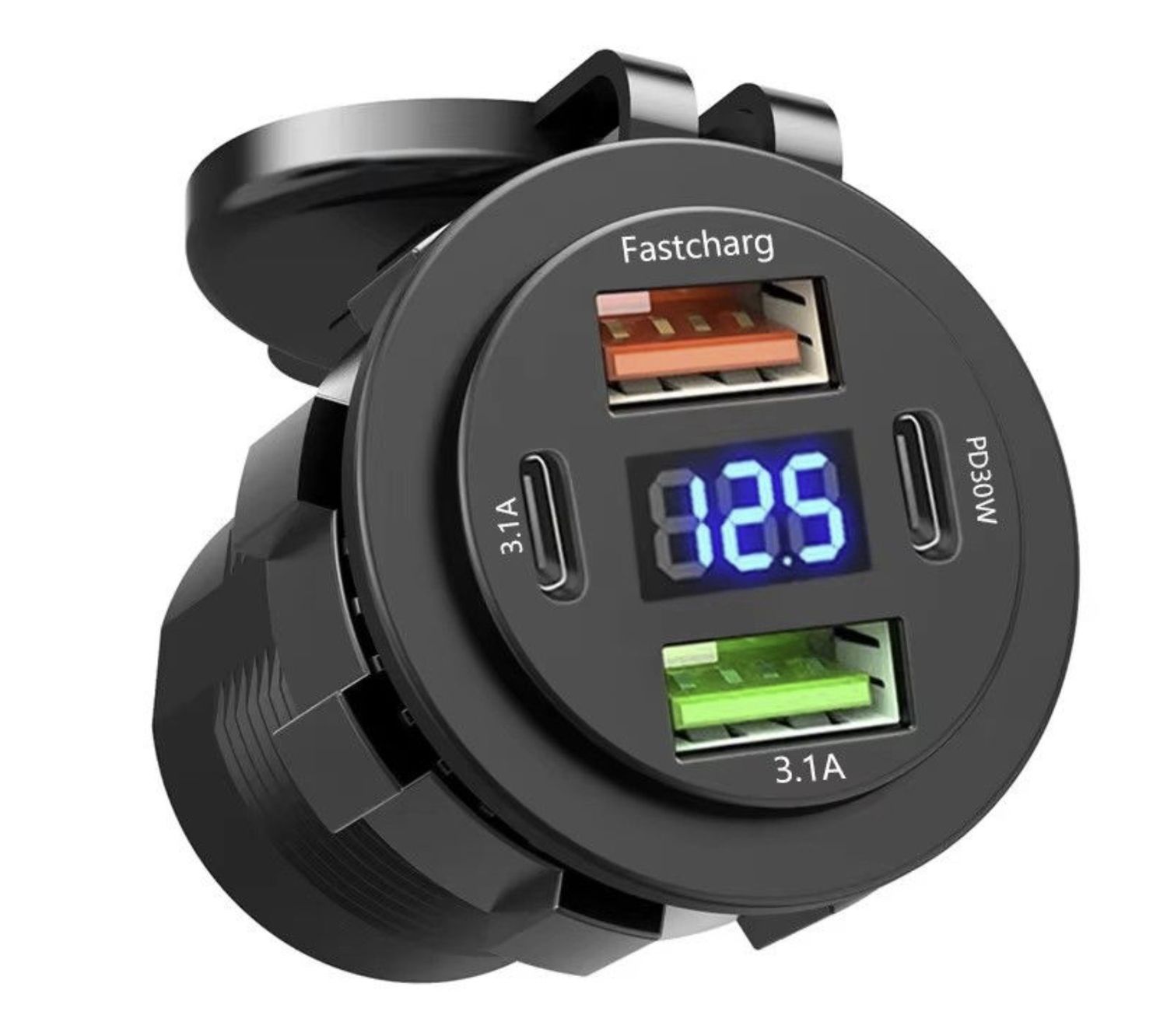 Charging Socket Module Car Charger Socket Dual Type-C & Dual USB 4Ports Fast Charging Socket ...