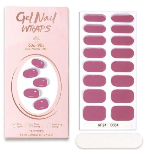 16-Piece Semi-Cured Gel Nail Wraps, Colour: NF240084