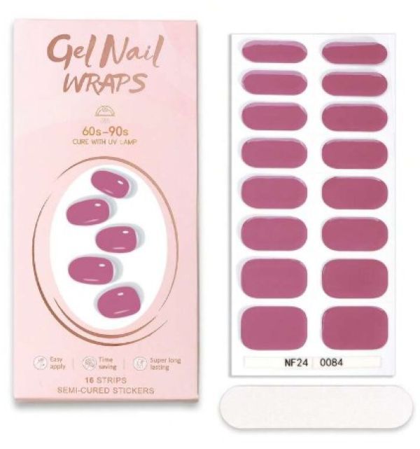 16-Piece Semi-Cured Gel Nail Wraps, Colour: NF240084