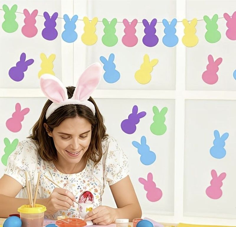 100pcs of Coloured Easter Bunny Cardstock Cut-outs
