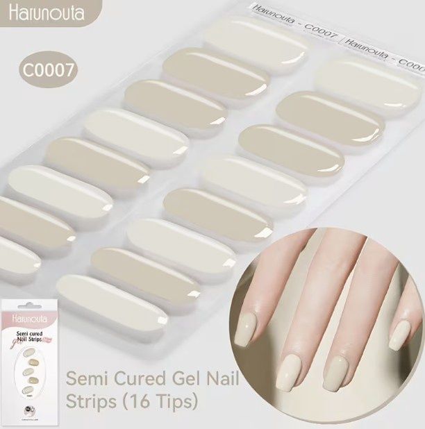 16 Strips Semi Cured Gel Nail Strips Jelly Gel Nail 16 Strips Semi Cured Gel Nail Strips Jelly Gel Nail, Colour: C0007