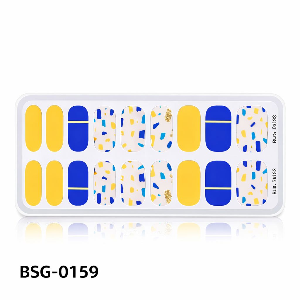 16 pcs Strips Semi Cured Gel Nail Strips Jelly Gel Nail 16 pcs Strips Semi Cured Gel Nail Strips Jelly Gel Nail, Colour: Lemon Party (BSG-0159Q)