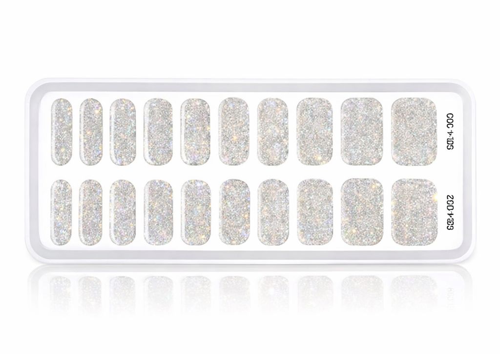 20 Strips Semi Cured Gel Nail Strips Jelly Gel Nail 20 Strips Semi Cured Gel Nail Strips Jelly Gel Nail, Colour: Glitter Silver