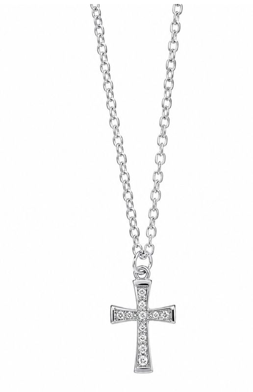 Crystal Cross Pendant Necklace - Silver Crystal Cross Pendant Necklace - Silver