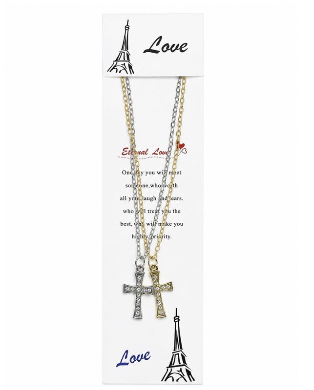 Faith & Grace Crystal Cross Necklace Set (2 Piece)