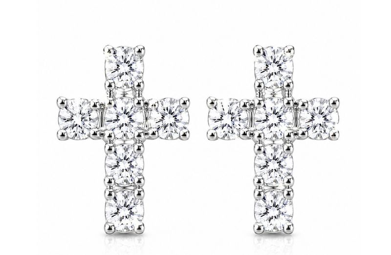 Radiant Faith Crystal Cross Stud Earrings Radiant Faith Crystal Cross Stud Earrings