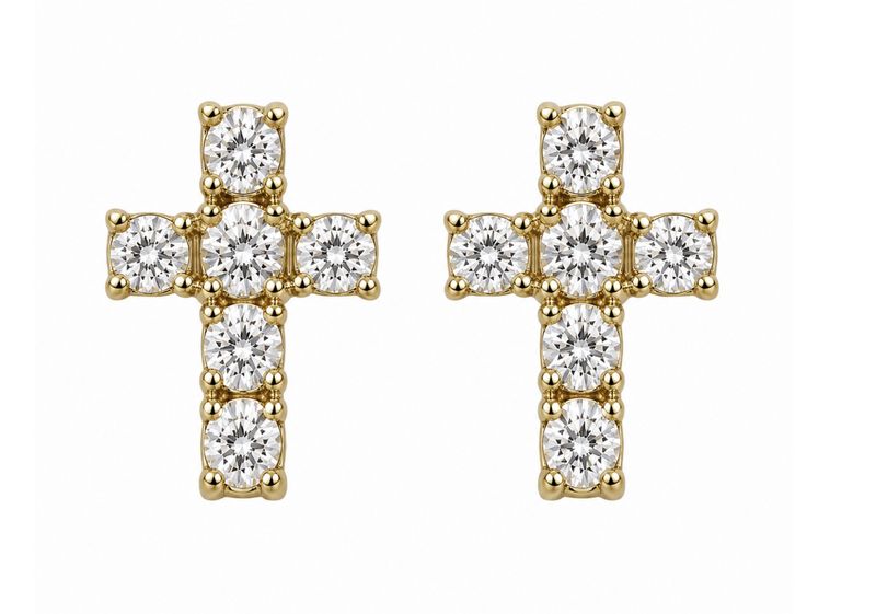 Radiant Faith Crystal Cross Stud Earrings