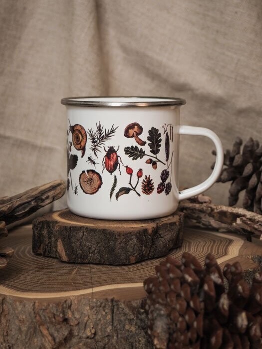 Emaille Tasse "Wald"