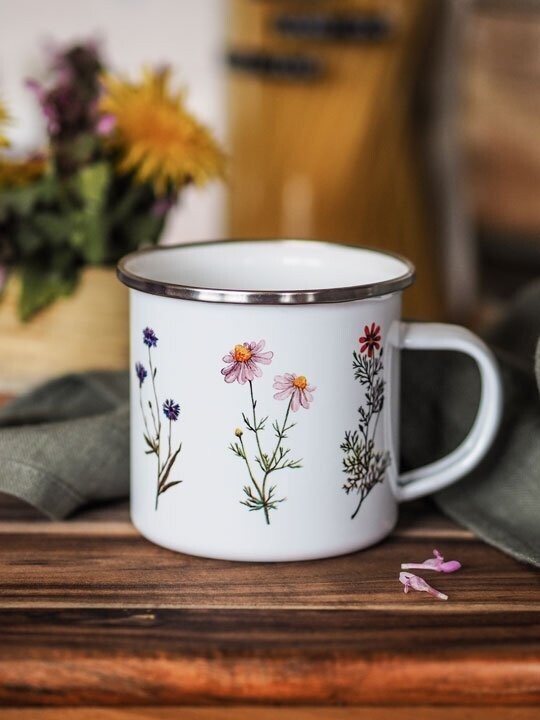 Emaille-Tasse 'Wiesenblumen'