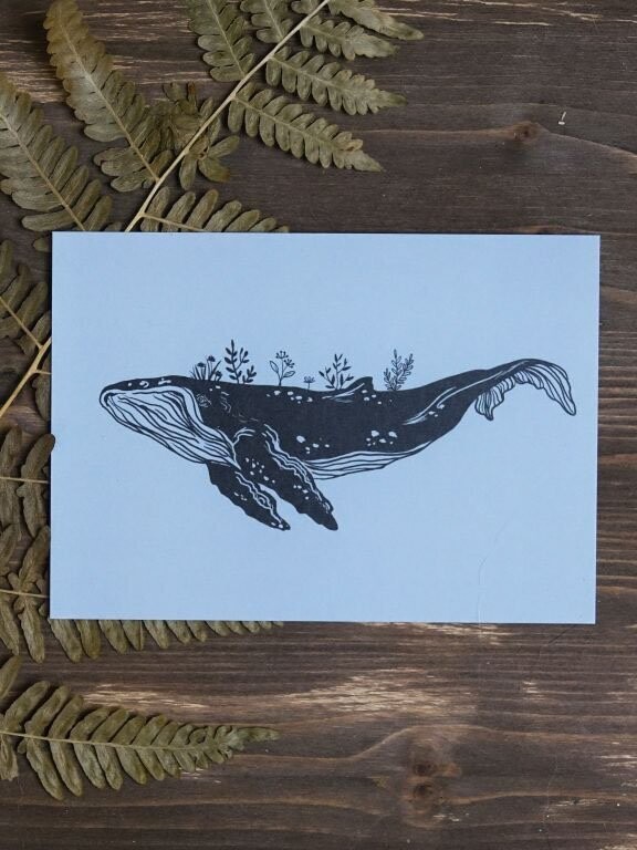 Postkarte 'Wal mit Unkraut'