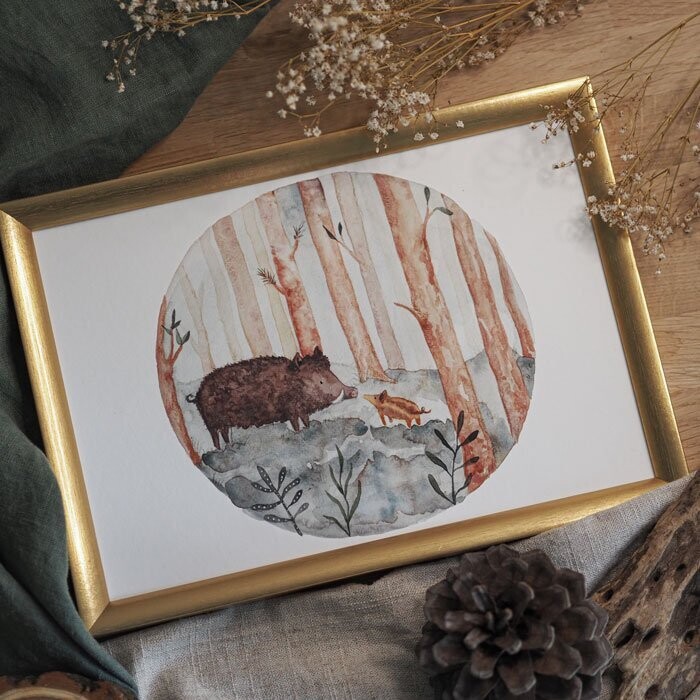 Kunstdruck "Wildschweine"