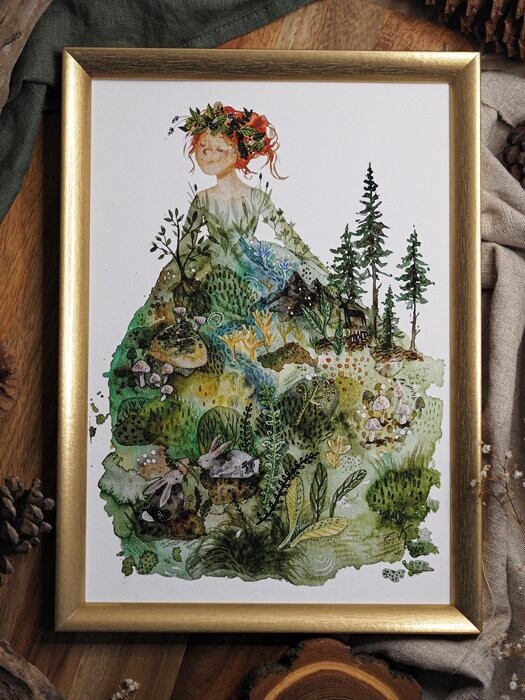Kunstdruck "Waldmädchen"