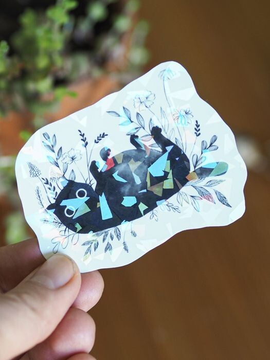 Vinylsticker Glitzer "Katze in Blumen"