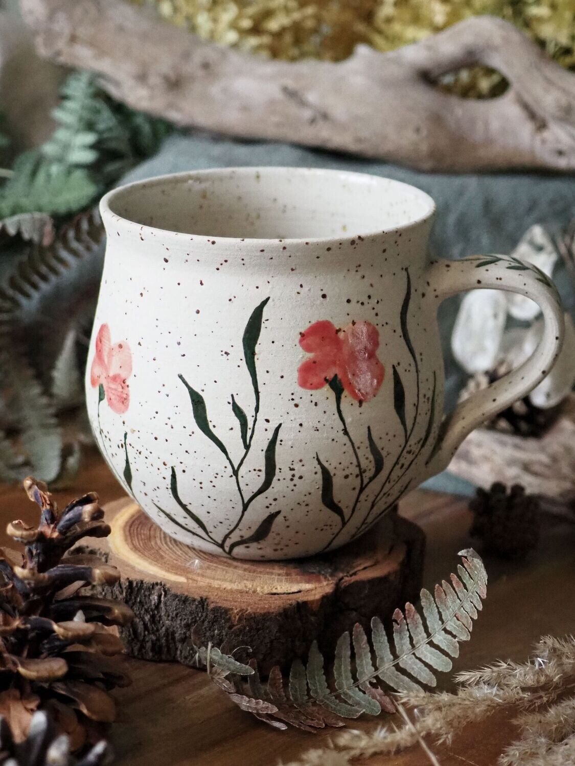 Keramik Tasse "blommig"
