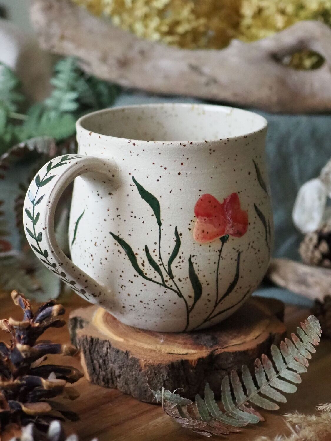 Keramik Tasse "blommig"