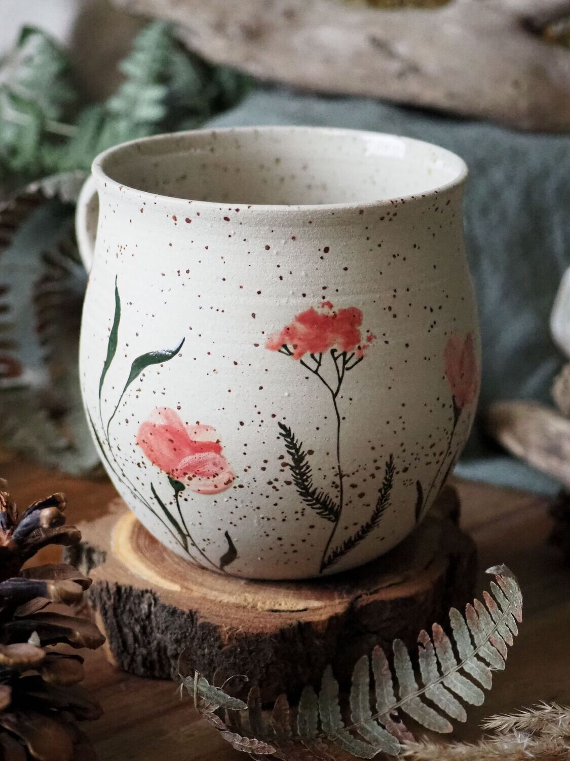 Keramik Tasse "blommig"