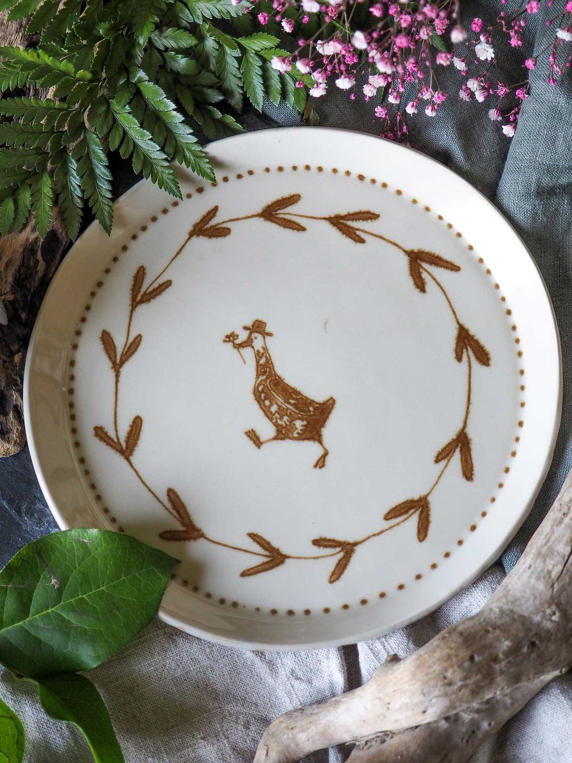 Keramik Teller 'Springande anka'