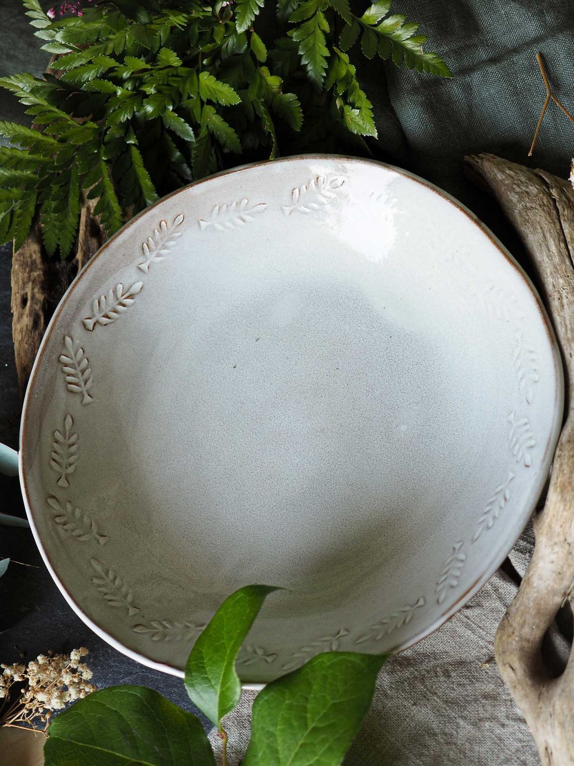 Keramik Teller tief 'Blätter'
