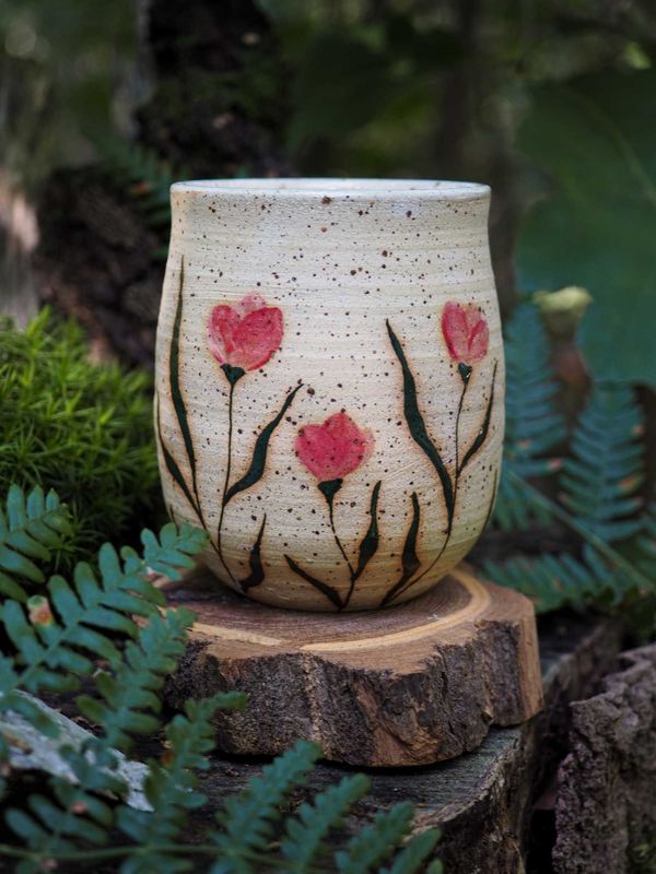 Keramik Becher 'Blommor 02'