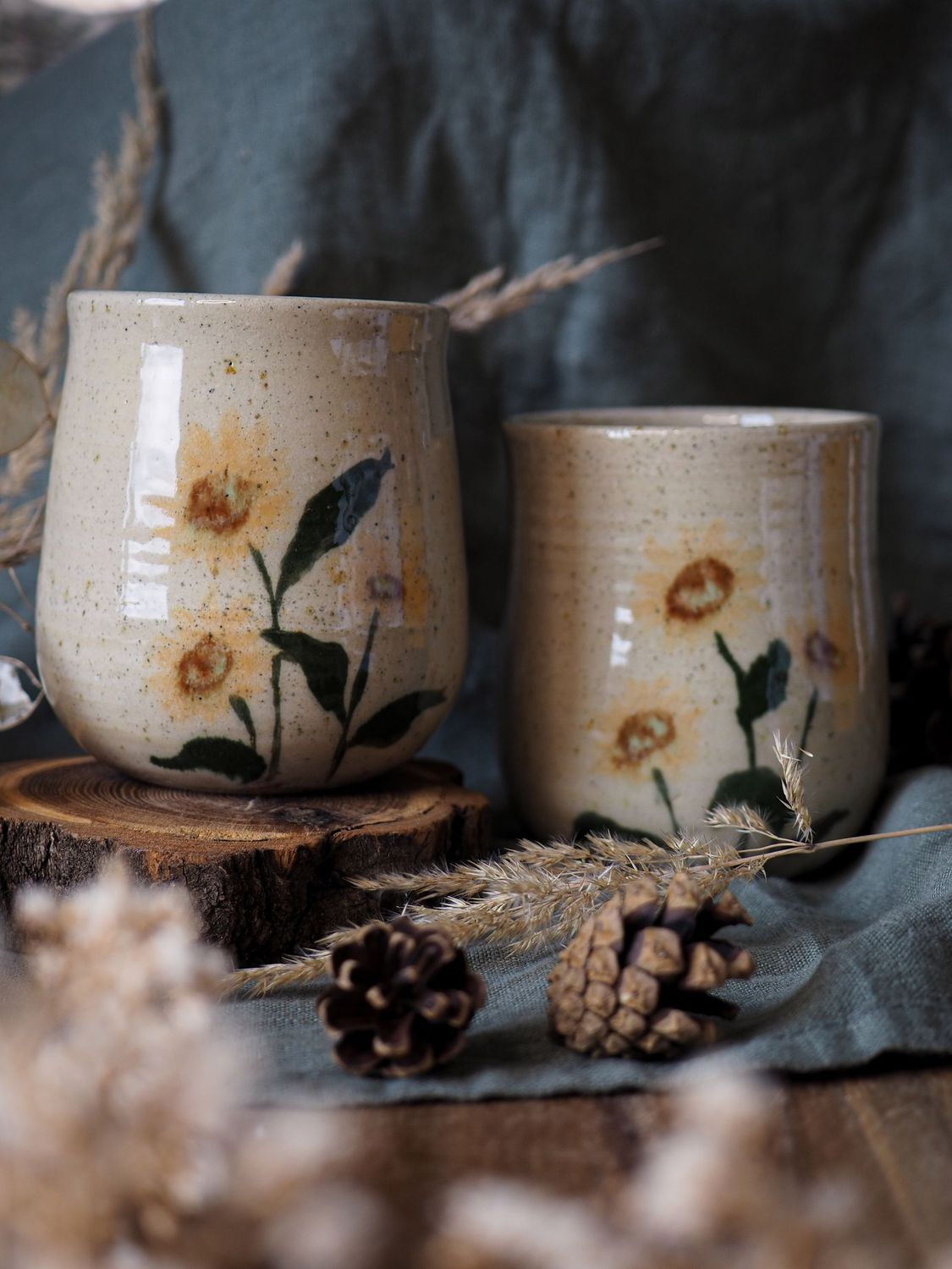 Keramik Becher 'Sonnenblumen' Keramik Becher 'Sonnenblumen'