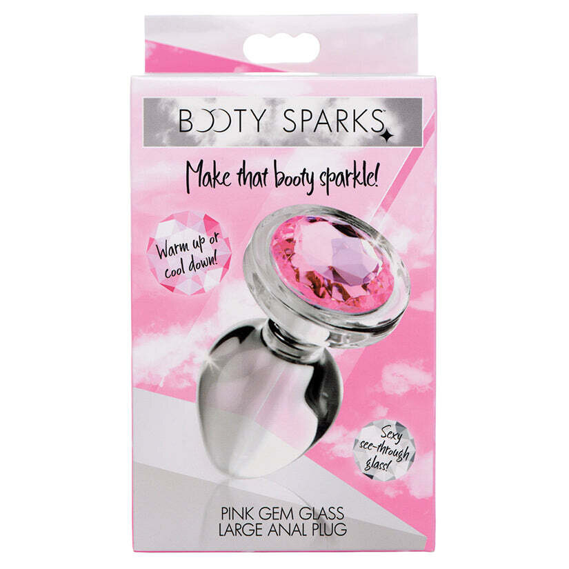 Pink Gem Glass Anal Plug-Large