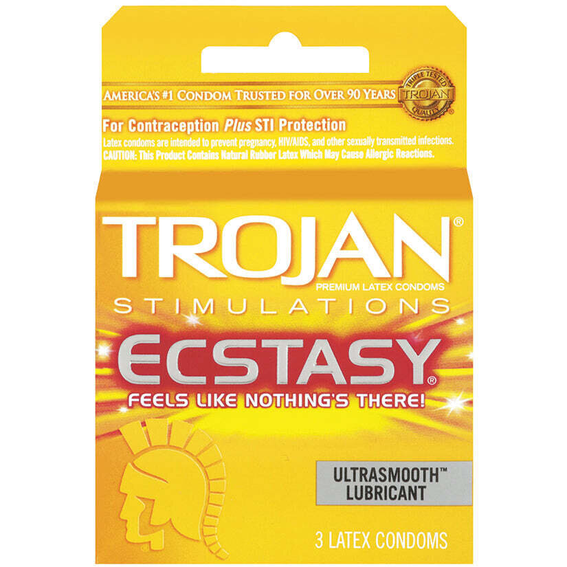 Trojan Stimulations Ecstasy Lubricated Condoms - 3 Pack