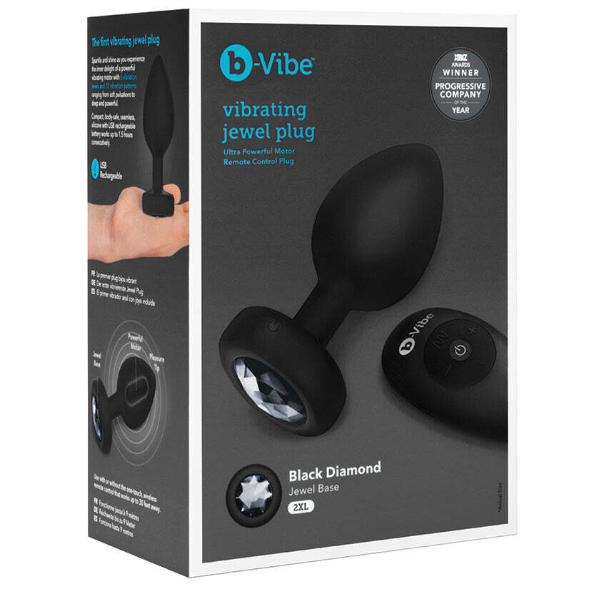 Vibrating Jewel Plug-Black 2XL