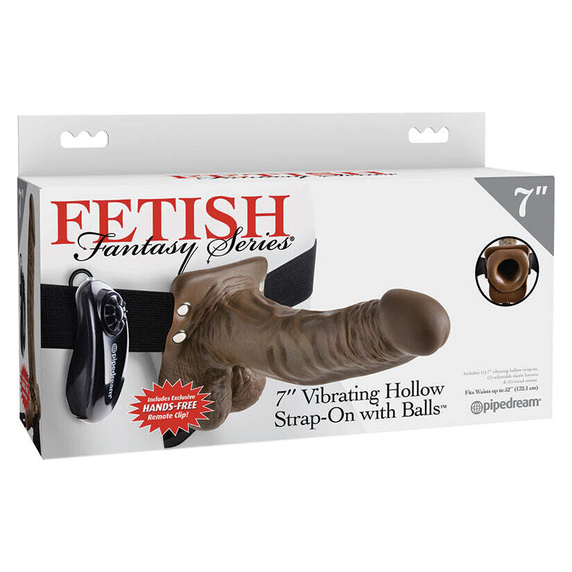Fetish Fantasy Series Vibrating Hollow Strap-On-Chocolate 7&quot;