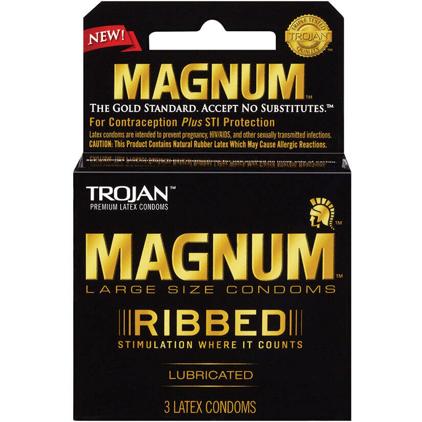 Trojan Magnum Ribbed Lubricated Condoms - 3 Pack