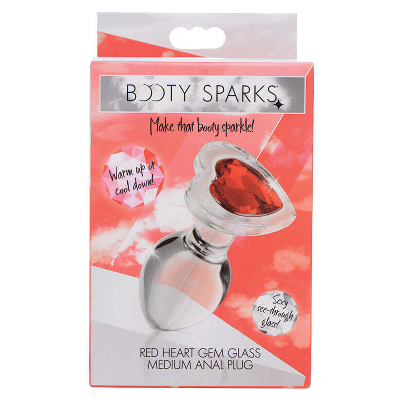 Red Heart Gem Glass Anal Plug-Medium