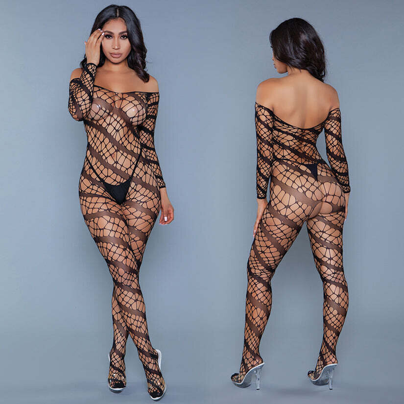 BeWicked Web of love bodystocking -Black O/S