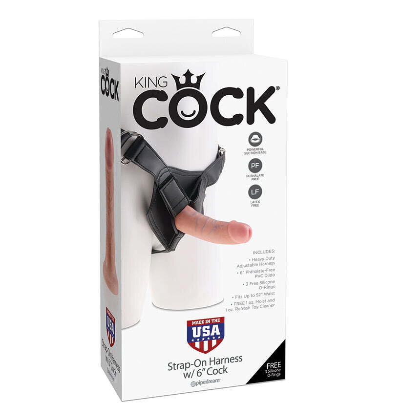 King of Cock&#39;s Strap on Harness 6&quot; Light