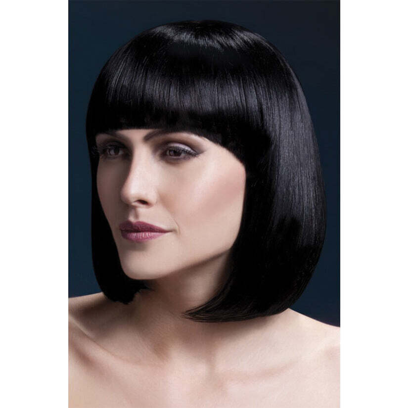 Fever Smiffys Elise Wig Sleek Bob With Fringe-Black 13&quot;