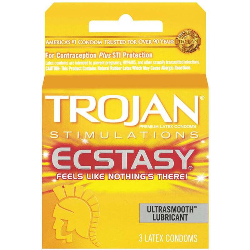 Trojan Stimulations Ecstasy Lubricated Condoms - 3 Pack