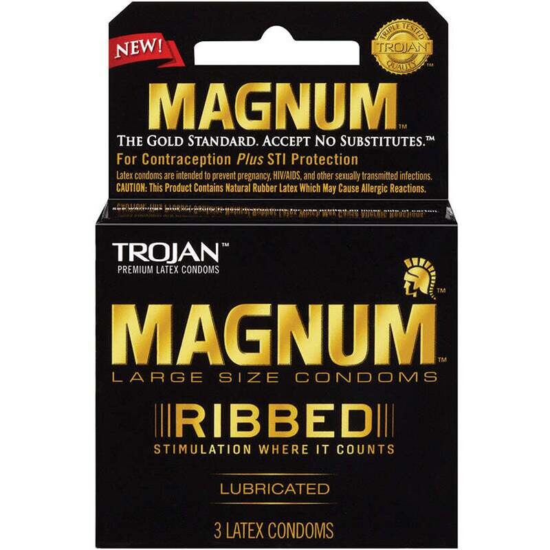 Trojan Magnum Ribbed Lubricated Condoms - 3 Pack