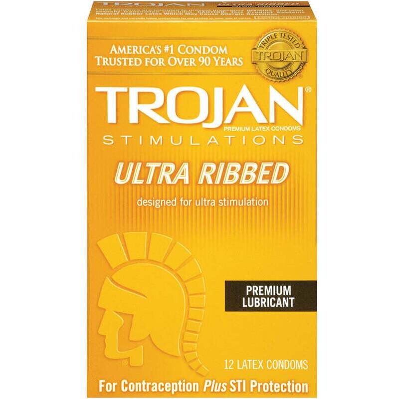 Trojan Stimulations Ultra Ribbed Lubricated Condoms - 12 Pack
