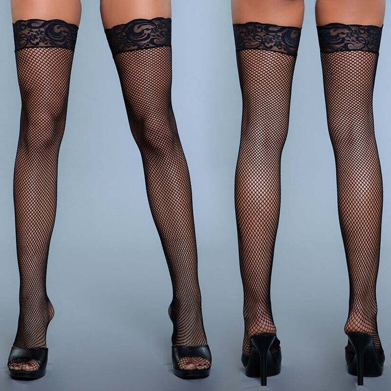 BeWicked Kiss Goodnight Thigh Highs-Black O/S