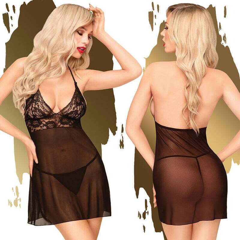 Penthouse Bedtime Story Baby Doll With Thong-Black M/L