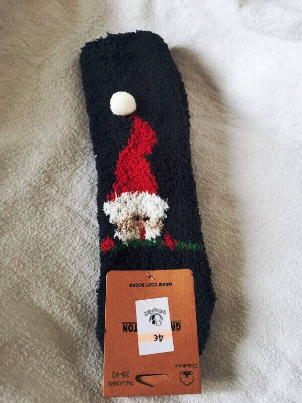 Calcetines felpa azul oscuro borla gorro TALLA 35-40