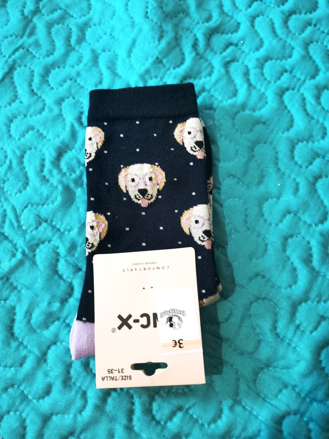 Calcetines niños motivo cabeza perro azul marino TALLA 31-35