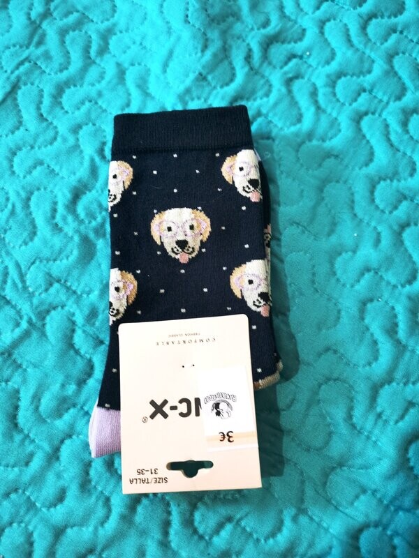 Calcetines niños motivo cabeza perro azul marino TALLA 31-35